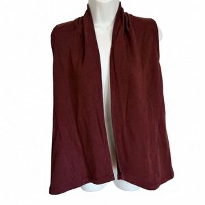 Ibex Dyad Reversible Merino Wool Vest Womens XS Burgundy Open Front F58B 74194